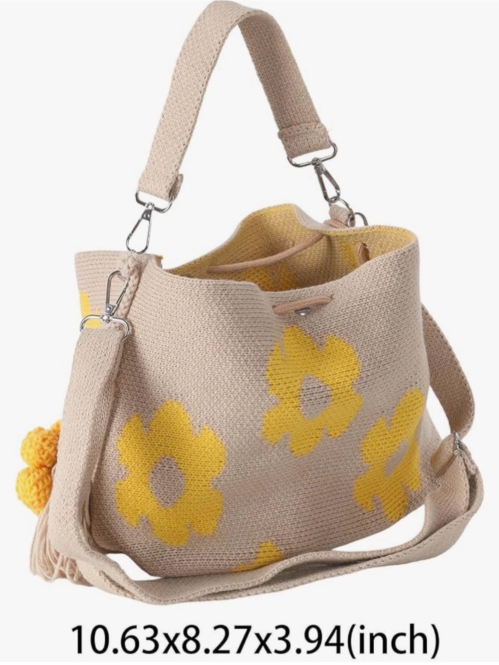 NWOT Beige & Yellow Floral Woven Shoulder Bag - Women